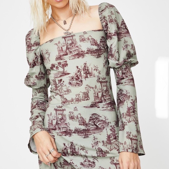 Wedgewood Print Puff Sleeve Dress - Picture 3 of 8